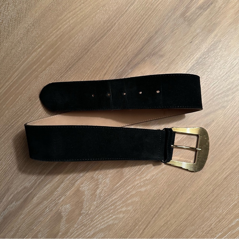 APC black suede belt
